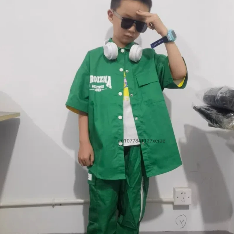 子供用ストリートダンス服、冬用ヒップホップ、男の子と女の子のTステージパフォーマンス服、ストリートダンス、子供用トレンディ