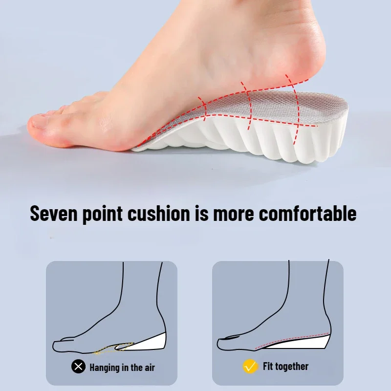 Invisiable Height Increase Insoles for Women Men Heel Lift Shoes Sole Pad Breathable Shock Absorption Feet Care Cushion Pads