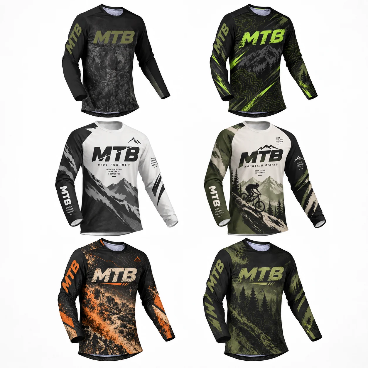 Herren MTB Langarm-Radtrikot Outdoor Mountainbike Motorrad Offroad-Fahrt-Shirt Atmungsaktives Rennsport-Oberteil