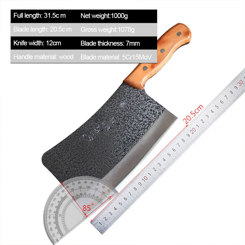6mm Thickened Knife 1 KG Chopping Knife Handmade Forged Kitchen Bone Butcher Durable Hard Blade Chopper Kitchen Knife Cleaver