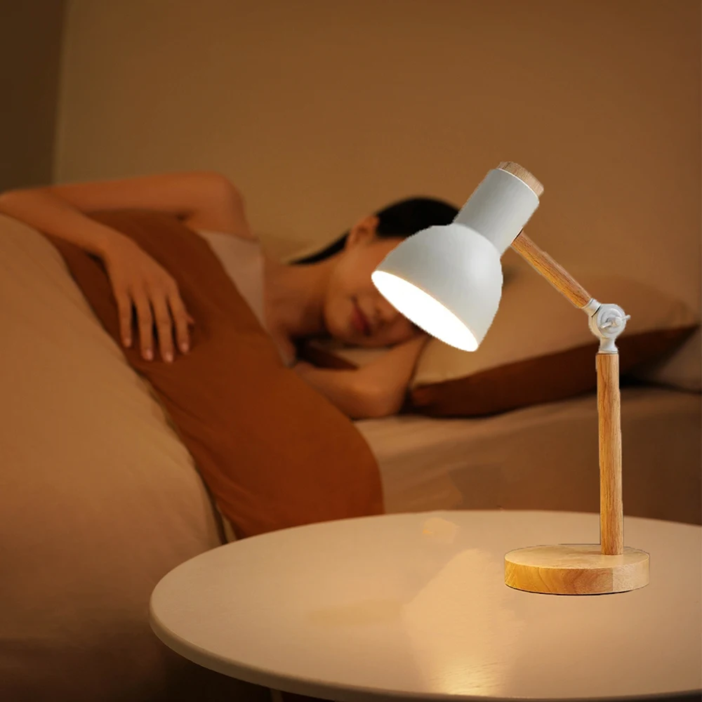 

Nordic Table Lamp Wooden LED Adjustable Simple Bedside Desk Light Eye Protection Reading Bedroom Study Lamp New Year's Gift