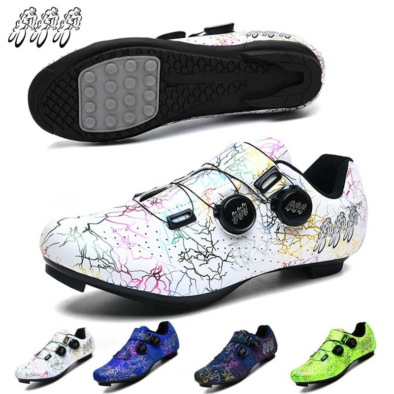 

Professional Cycling Shoes SPD Road bike Flat Shoes Self-Adjusting Elastic Lockless Mountain Bike Men Women Casual Cycling Shoes