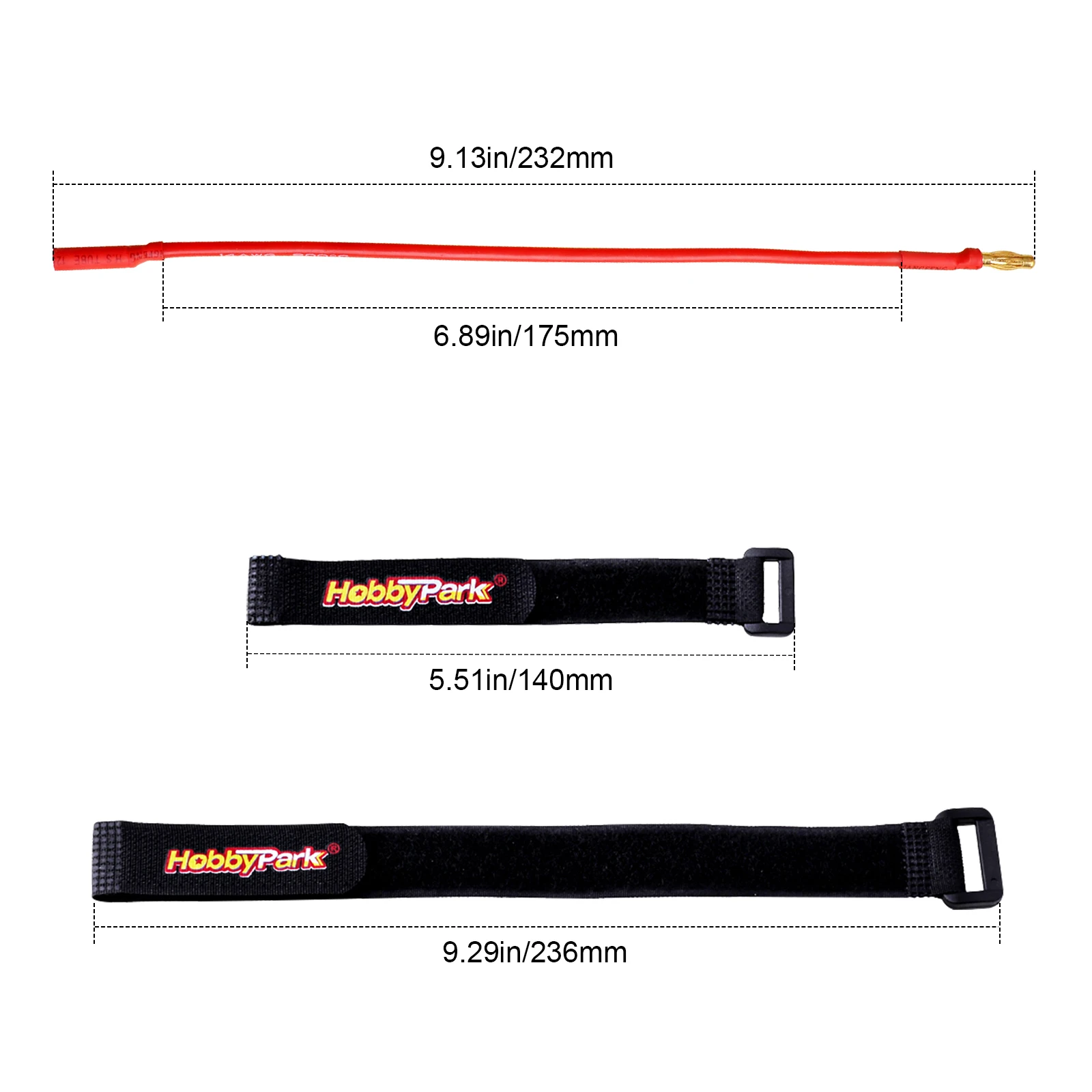 HobbyPark 4mm Banana Plug Extension Cable for RC Brushless Motor ESC Wire 3-Pack
