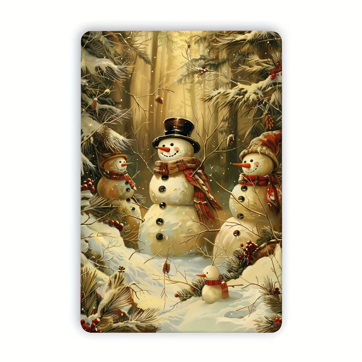 Vintage Christmas Snowman Metal Tin Sign - Durable Iron Wall Art for Home, Bar, Cafe, Garage & Garden Decor, Easy to Hang, es