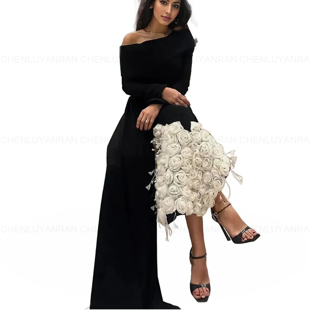 Luxury Saudi Arabia Formal Occasion Dresses 2024 Mermaid One Shoulder Women 3D Rose Exquisite Evening Party Gowns فساتين الحفلات