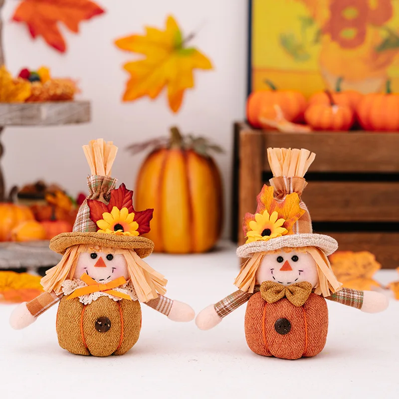 Stagione del raccolto foglie d\'acero girasole bambola nana ciondolo Mini bambola di zucca autunno ringraziamento decorazioni di Halloween per la casa