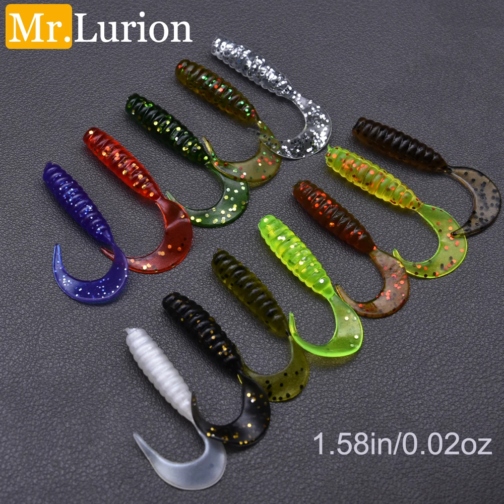 Mr.Lurion 100 Stück 4cm 0,6g Hochwertige Weiche Silikon-Plastik-Wurmköder für Kleine Barsche und Hechte, Künstliche Madenschwänze