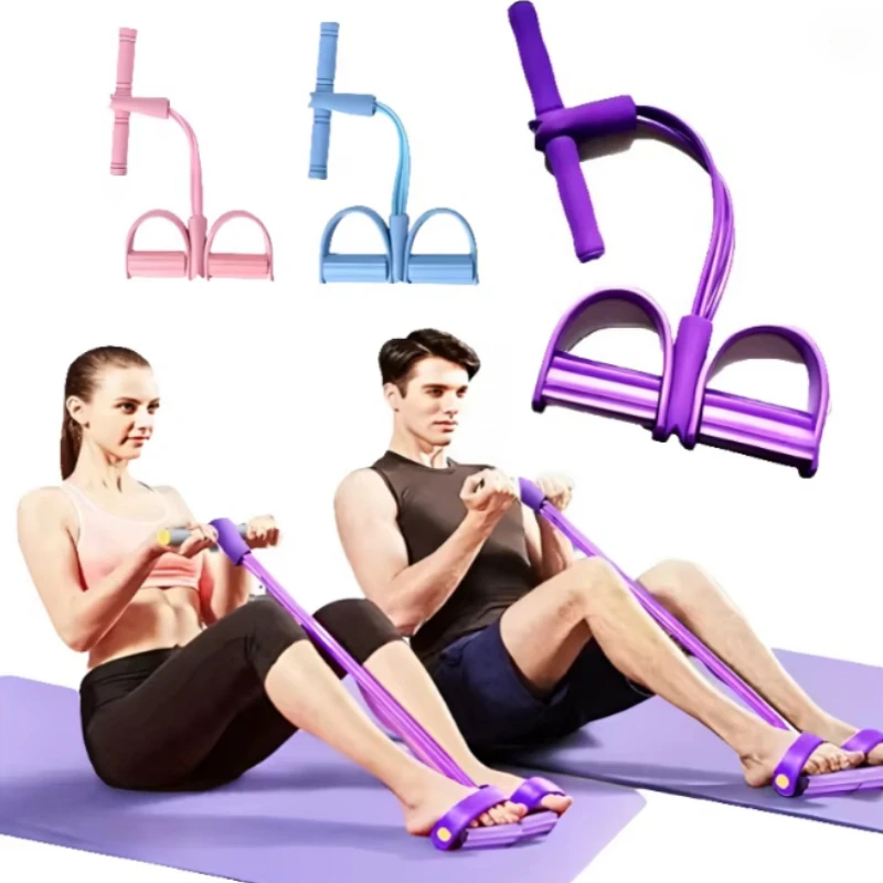 Tensor de Pedales de Seis Tubos, Equipo de Fitness Multifuncional para el Hogar, Banda Elástica para Fortalecimiento Abdominal y Yoga, Cuerda de Tensión