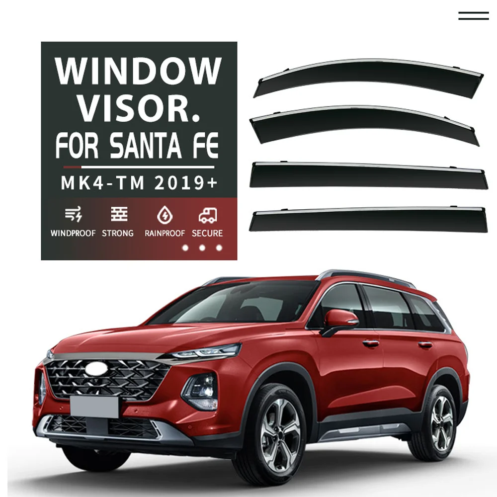

Chrome Strips Rain Guards for HYUNDAI SANTA FE TM 2019-2023 Long Wheelbase Window Visor Wind Deflectors Door Visor Vent Shades
