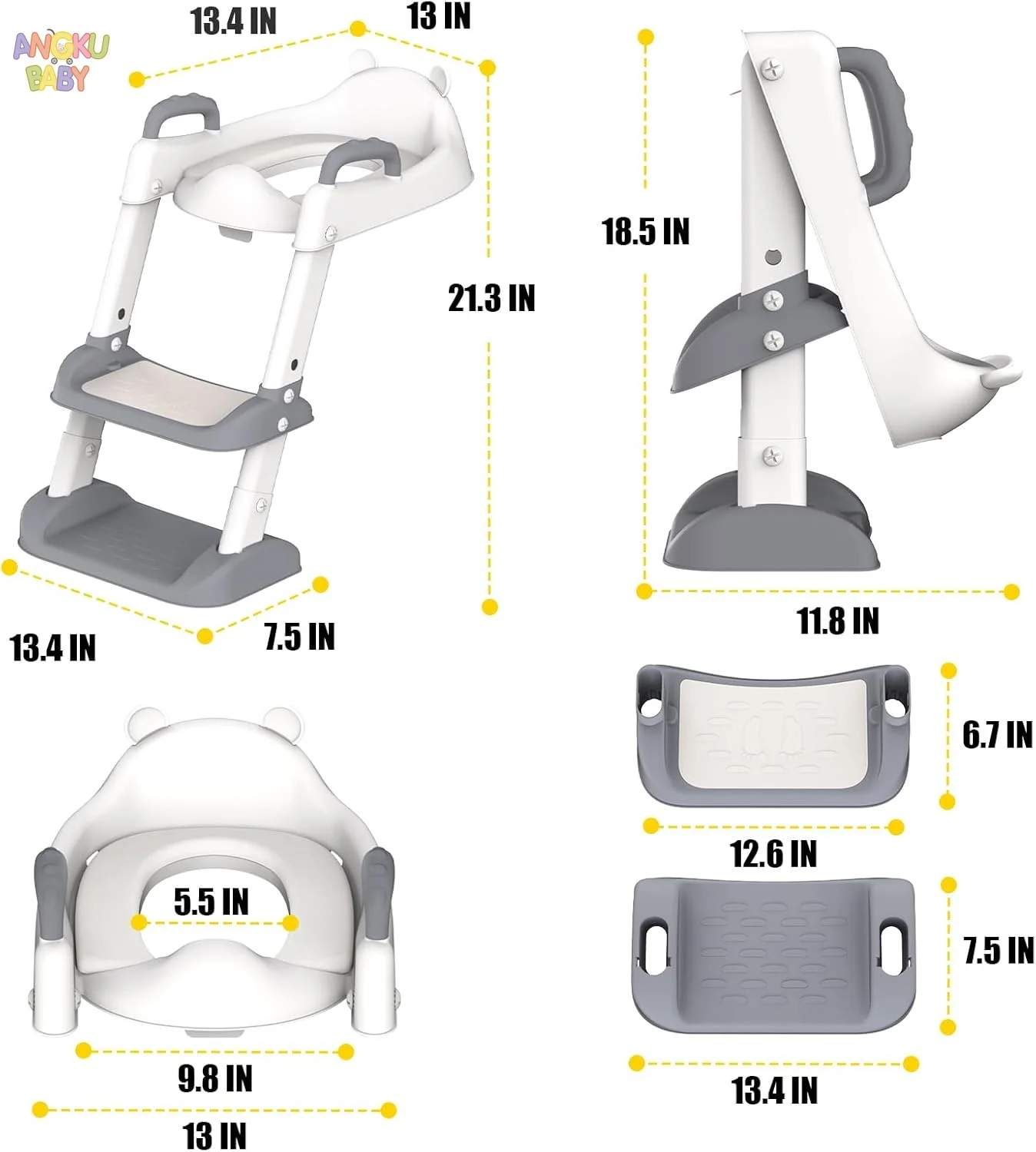 مقعد تدريب على المرحاض مع سلم مقعد متدرج للأطفال الصغار مقعد مرحاض للأطفال قابل للتعديل مع واقي من الرذاذ ومضاد للانزلاق كرسي قعادة للأطفال #6