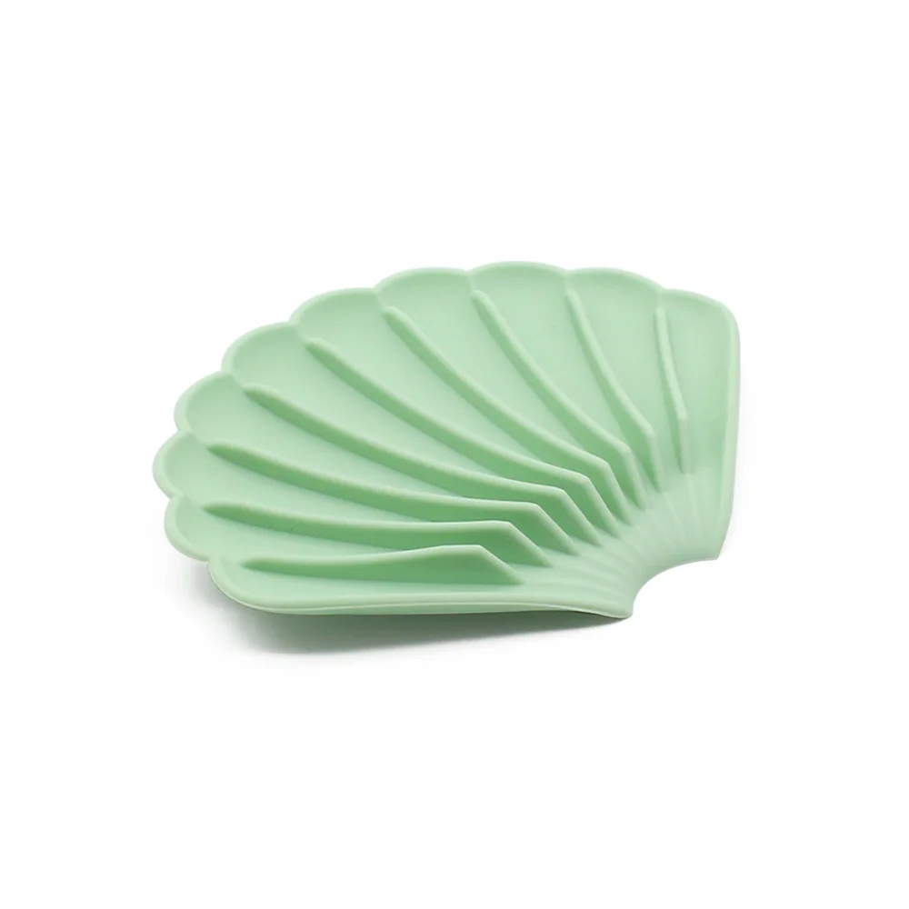 Creativity Seashell Shape Soap Dish Silicone Anti-slip Drainable Soaps Dishes Tray Eco-friendly Bathroom Bath Shower Soap Holder