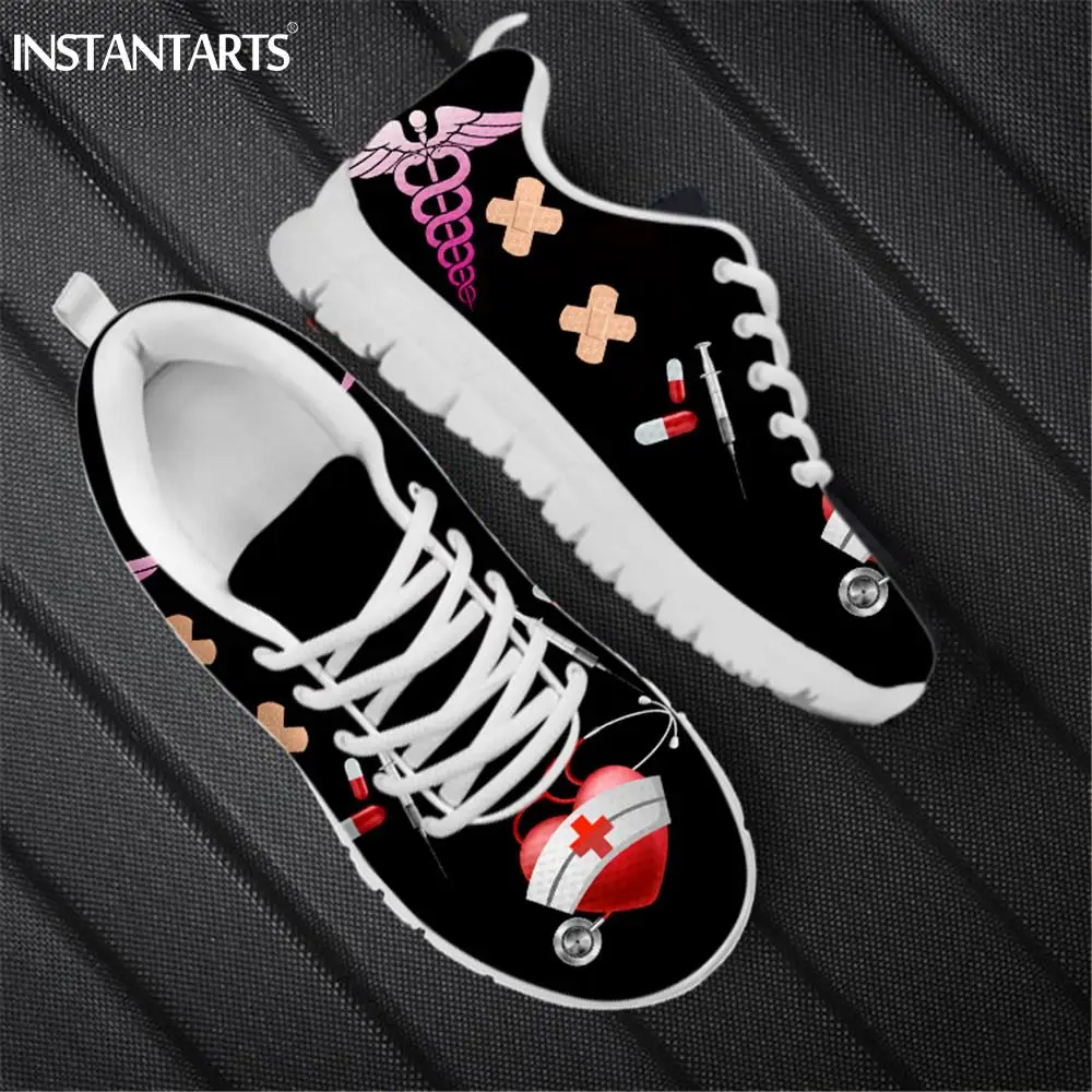 Fashion Paramedic EMT EMS Pattern Flat Shoes For Women Autumn Spring Soft Sneakers Lightweight Outdoor Sport Shoes