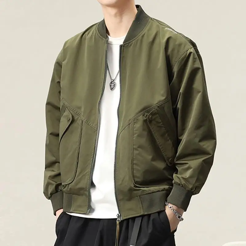 

een Baseball Jaet Men's Spring Autumn Sle Retro American Pilot Workwear Coat Youth Faion Loose Fit Windproof Outerwear