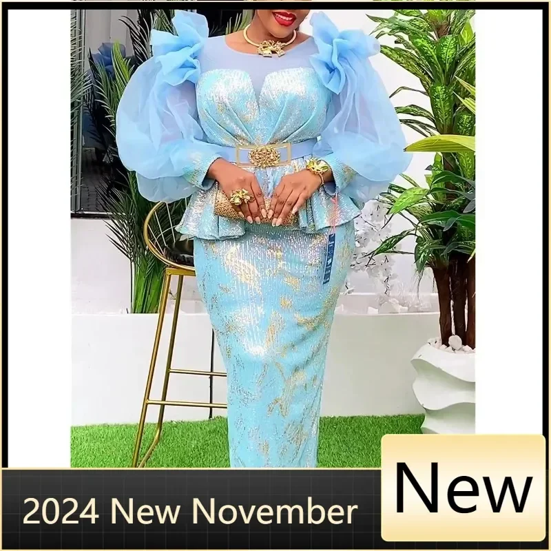 

Африканские платья по индивидуальному заказу для женщин, новинка 2023 года, модное вечернее платье больших размеров с блестками, длинное платье Dashiki Ankara, наряды, халат Afri