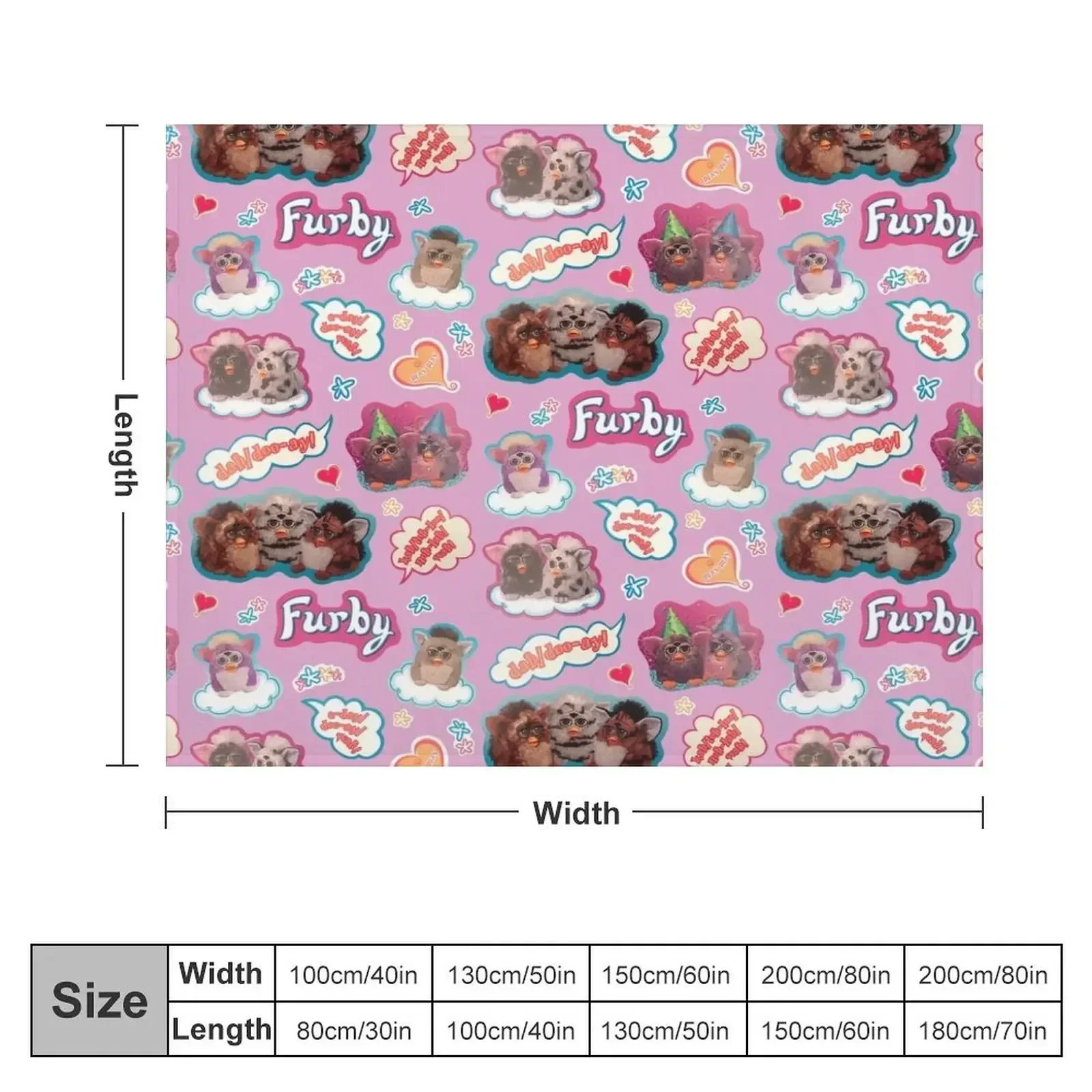 Authentic Vintage Y2K Furby Pack / Pattern Throw Blanket Nap Luxury Brand Blankets