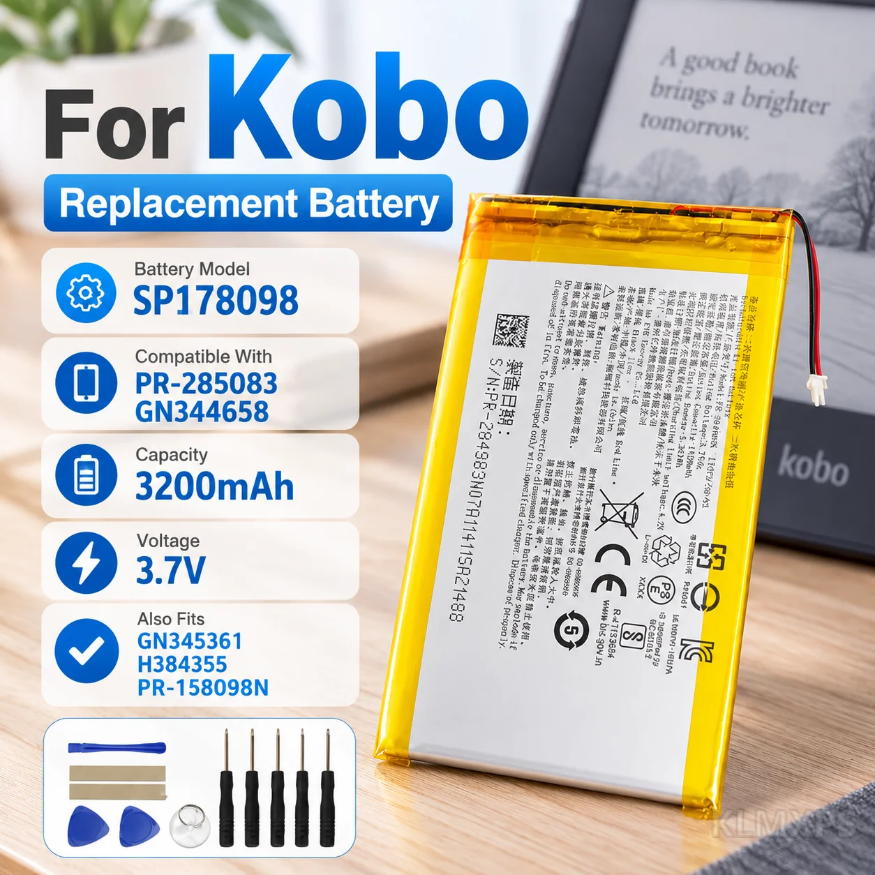 E-reader Replacement Battery H384355 PR-158098N For Kobo Forma Glo Clara Libra HD Tolino Mini H2O N613 N905 SP178098 KB-N705