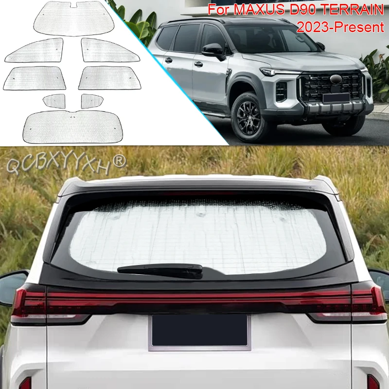 Car Sun Shade Aluminum Foil Foldable Cover For MAXUS D90 TERRAIN 2023-Present Auto Anti-UV Heat Windshield Sunshades Accessory