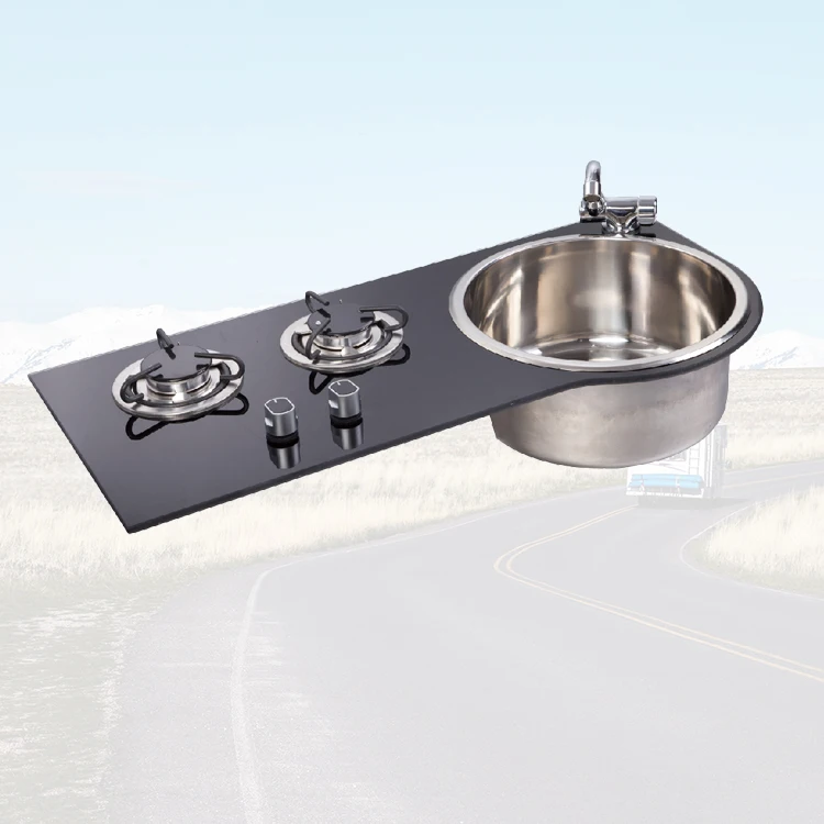 

Intelligent Library High Quality Kitchen Embedded Gas Stove With 304 SUS Water Sink And Water Tap For Caravan Motorhome Use