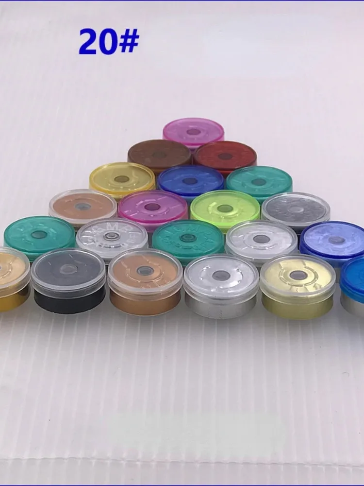 20MM Tear Aluminum Plastic Lid Bottle Sealing Cap Sample Magenta Yellow Green Blue Purple Black White Transparent Gold 100PCS