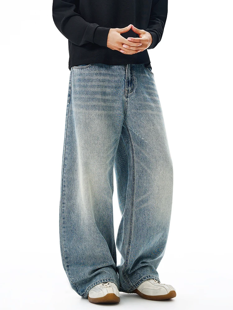 الجينز الأمريكي الكلاسيكي الرجال الخريف غسل القطن عارضة فضفاض واسعة الساق الدنيم السراويل خمر شارع العليا Y2K السراويل #2