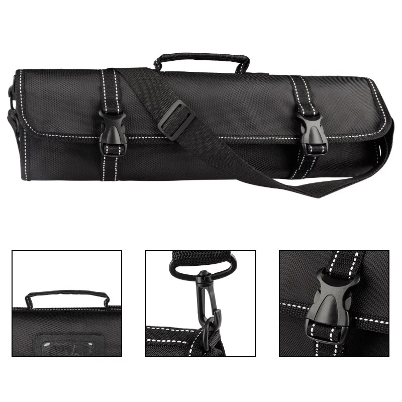 Travel Carrying Chef Knife Roll Bag Nylon Cook Kitchen Slicing Santoku Japanese Knife Storage Pocket Portable Picnic Carry Case