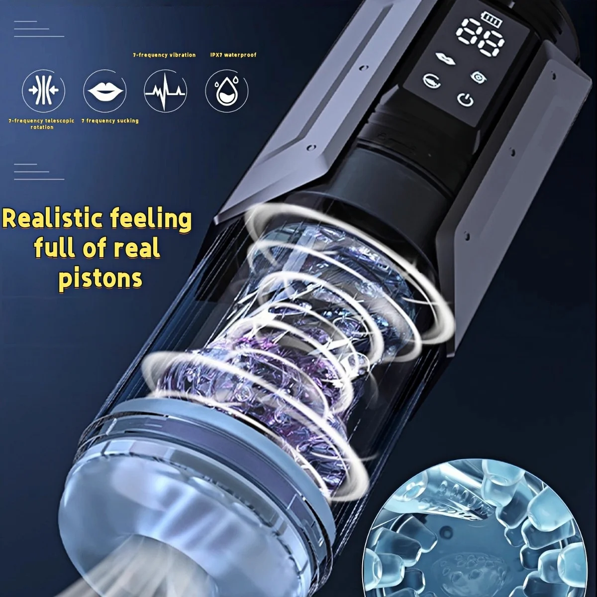 IPX7 LED التلقائي ذكر الاستمناء كأس 7 مص الدورية لعق الصدر وسائط جيب كس الضارب اللسان الجنس لعب للرجال