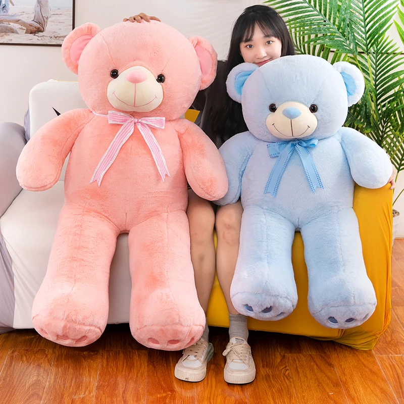 

Розовый большой плюшевый мишка-подушка с бантом, мягкая игрушка-кукла, подарок на день рождения для девочек, мягкий плюшевый мишка, производство Пекин