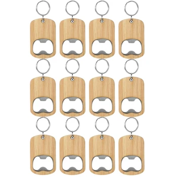 12 Pak Houten Flesopener Houten Sleutelhanger Flesopeners Blanks Hout Graveren Sleutelhangers Sleutelhanger Voor Thuis Keuken Feest