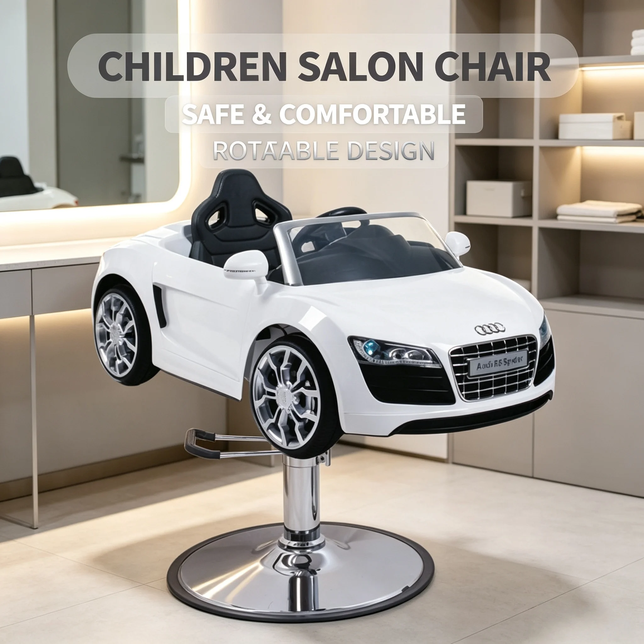 Luxury Convertible Sports Car Shape Kids Barber Chair Height Adjustable Hydraulic Children Hair Salon Chair With Footrest
