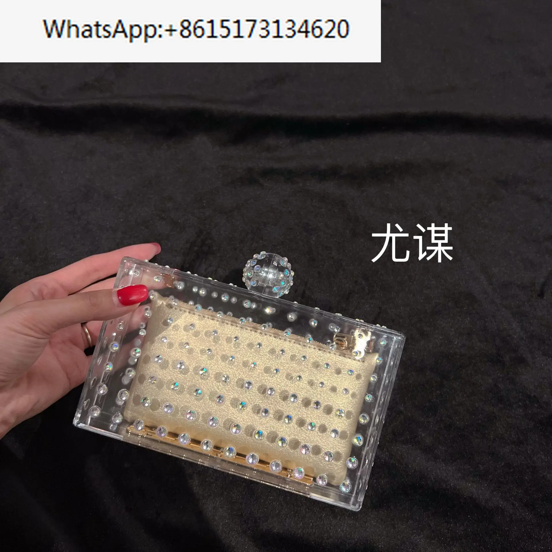 Summer transparent shiny diamond spherical banquet rhinestone  holding crossbody bag woman