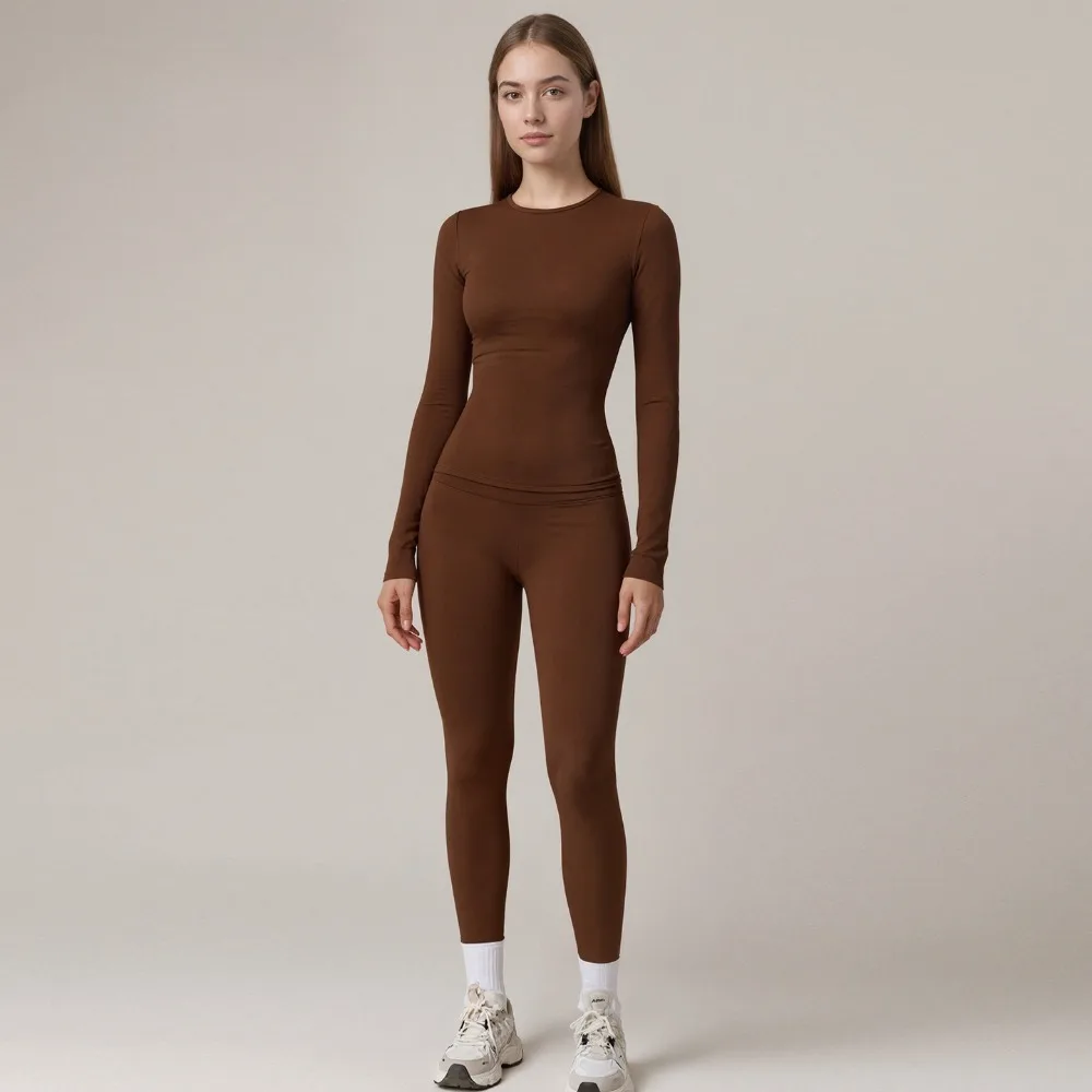 

Autumn Winter Fitness overalls Suit Long-sleeved Women's Quick-drying High-elastic Running Training Sports Yoga Sets Wholesale