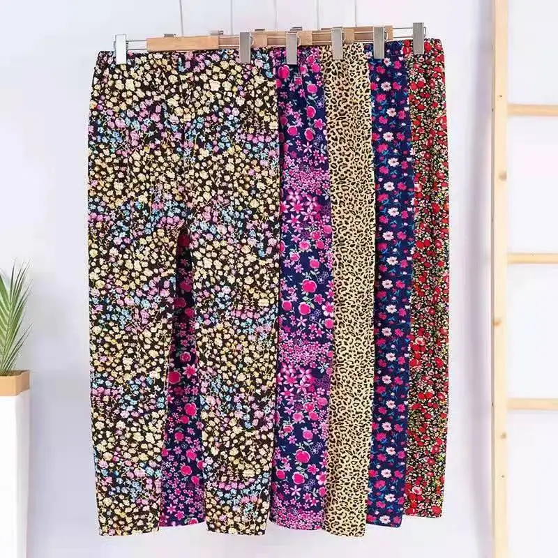 Women's Soft Silk Leisure Home Pants Autumn Trousers Comfortable Loose Floral Print Long Pants Spring Season Chinese Origin