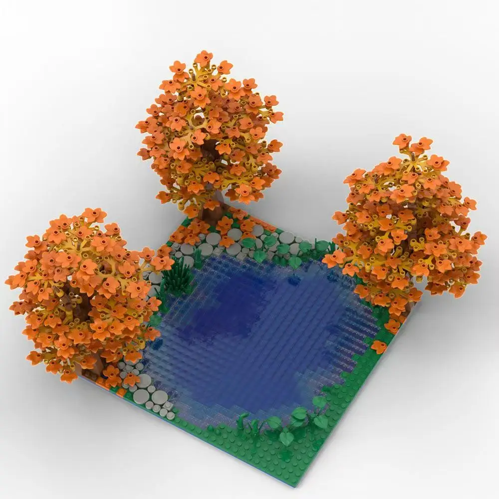 

MOC Creative Lake Tree Autumn View Scene Building Blocks Assembly Maple Bricks Toys for Children Gifts Home Decoration