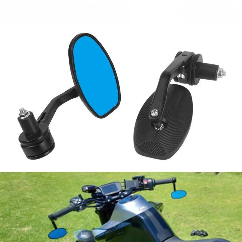 Die-cast Aluminum Alloy Motorcycle Handlebar Rearview Mirror, 22mm Oval Universal Reflective Mirror