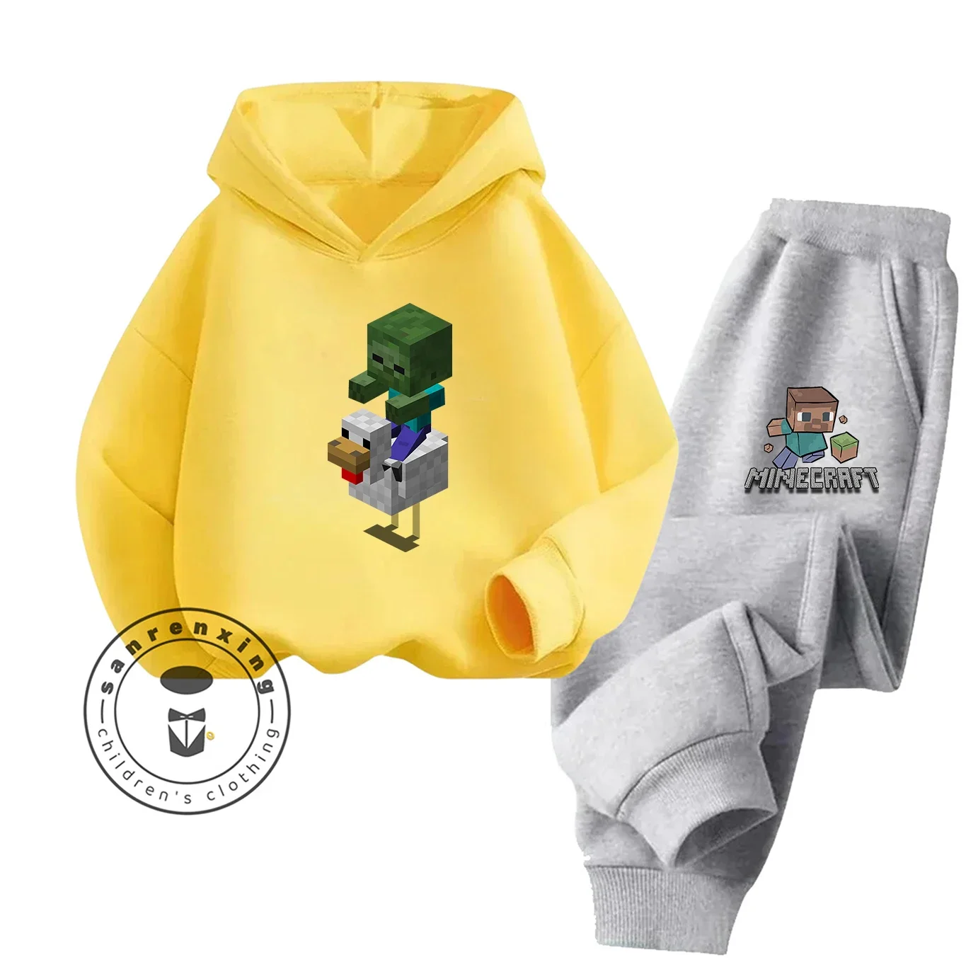 2025 Minecraft الكرتون المطبوعة هوديي مجموعة موضة جديدة للأطفال المراهقين بنين بنات عادية رائجة البيع الخريف الشتاء