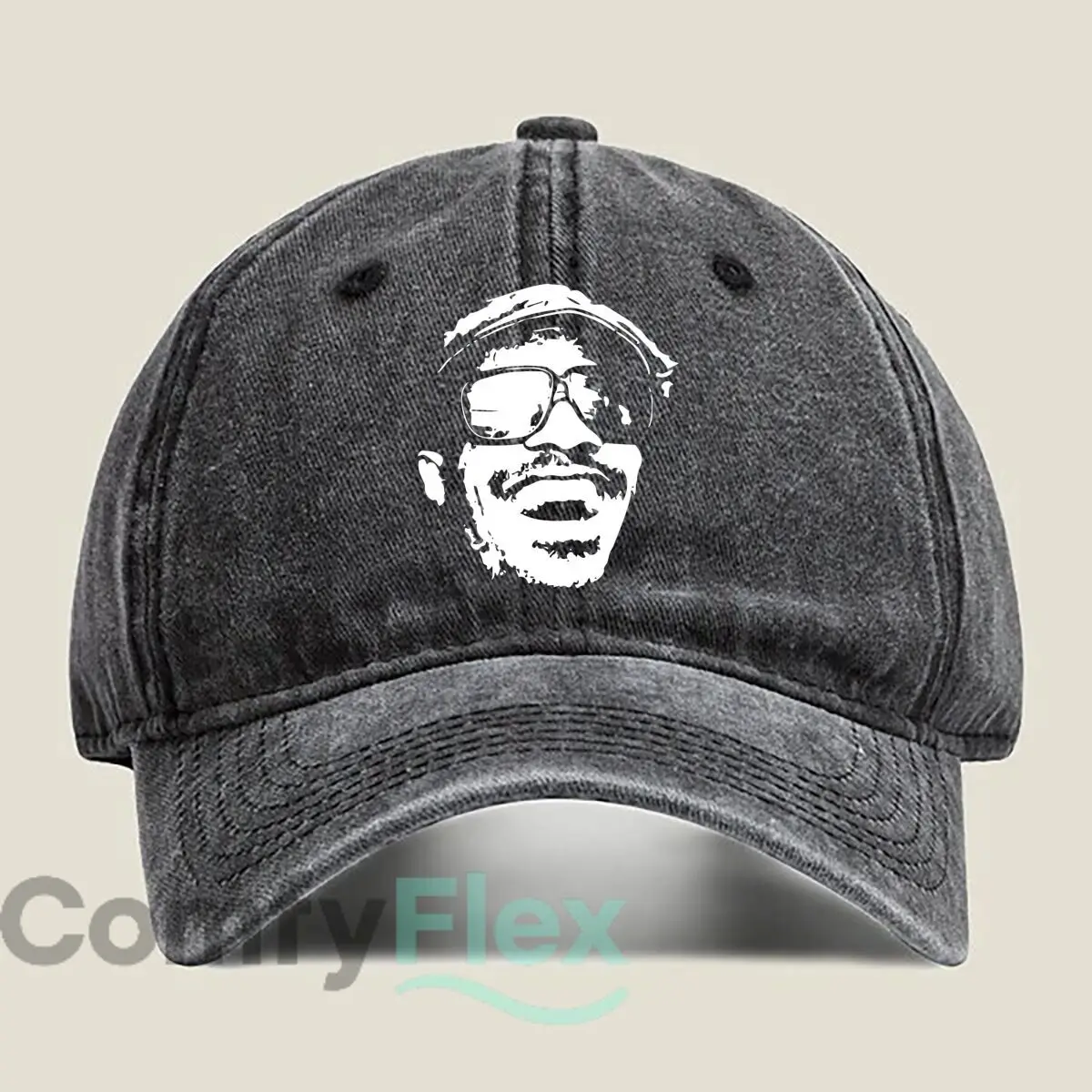 Sunglasses Portrait Outline Graphic Washed Baseball Cap Casual Dad Hat Outdoor For Men's And Women's Hip Hop
