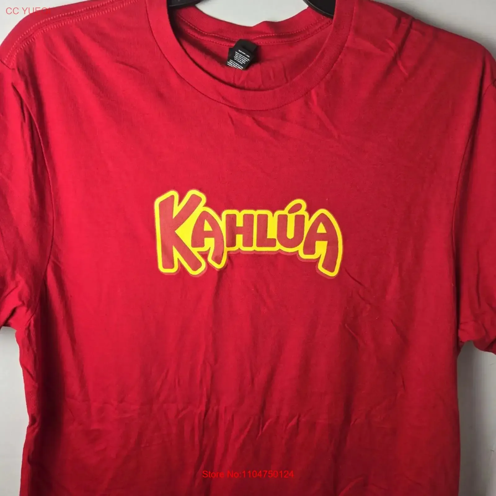 Camiseta Kahlua Talla XL Roja Vintage Lavada Informal Transpirable Unisex Suave para Uso Diario Ropa de Diseñador de Moda