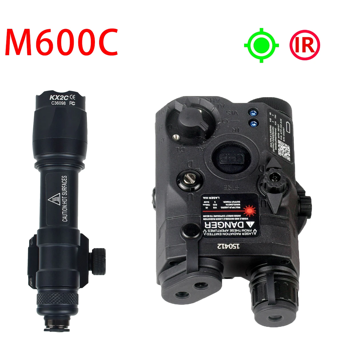 PERST-4 Metal IR Green Laser Aiming Sight Tactical Flashlight Dual Output With KV-D2 Remote Switch Outdoor Hunting Airsoft Light