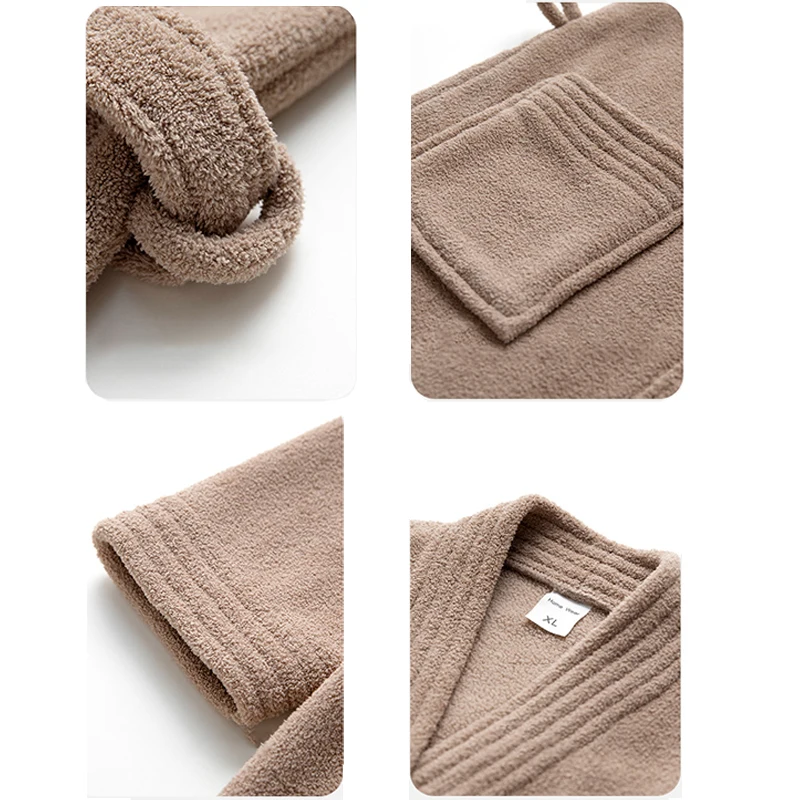 Albornoz LARGO DE Camel con cuello en V para parejas, bata informal de gofre, ropa de dormir suelta, pijama de secado rápido para el hogar, otoño e invierno, 2024