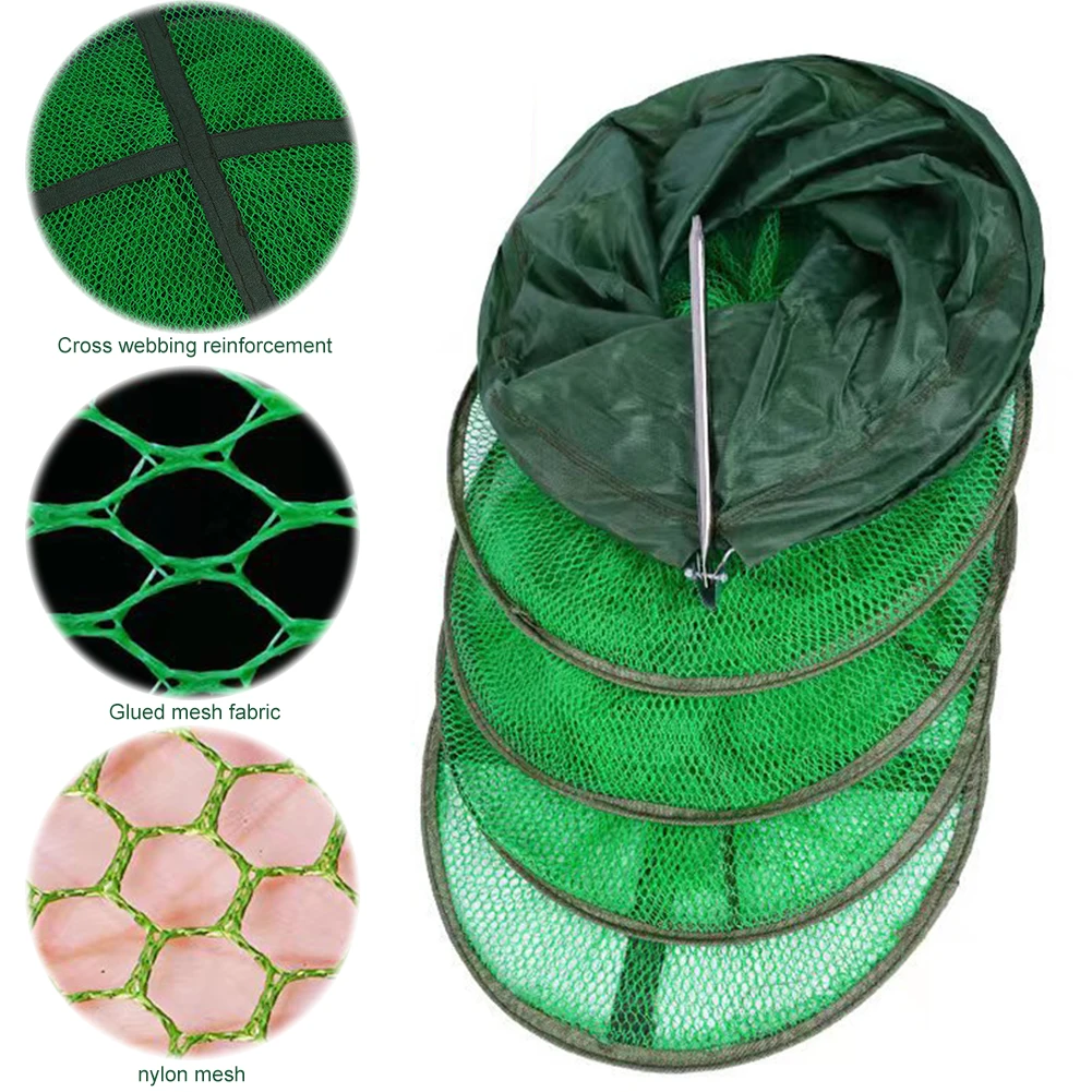 

Телескопическая сеть Fyke, кольцо из нержавеющей стали, корзина для рыболовной сети, складная клетка для рыбы, аксессуары для рыбалки