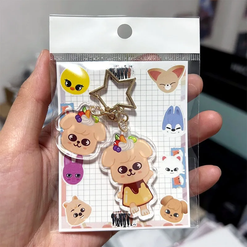 SKZOO Stray Kids Pudding Shaped Keychain Transparent Acrylic Pendant Accessories Surrounding