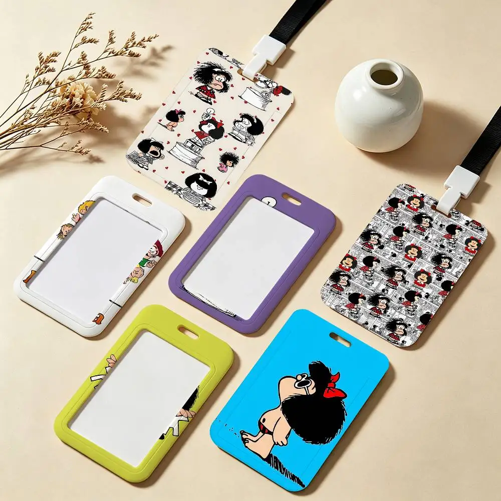 Portatarjetas de identificación M-Mafalda Girl con estuche para tarjetas de identificación de oficina y escuela