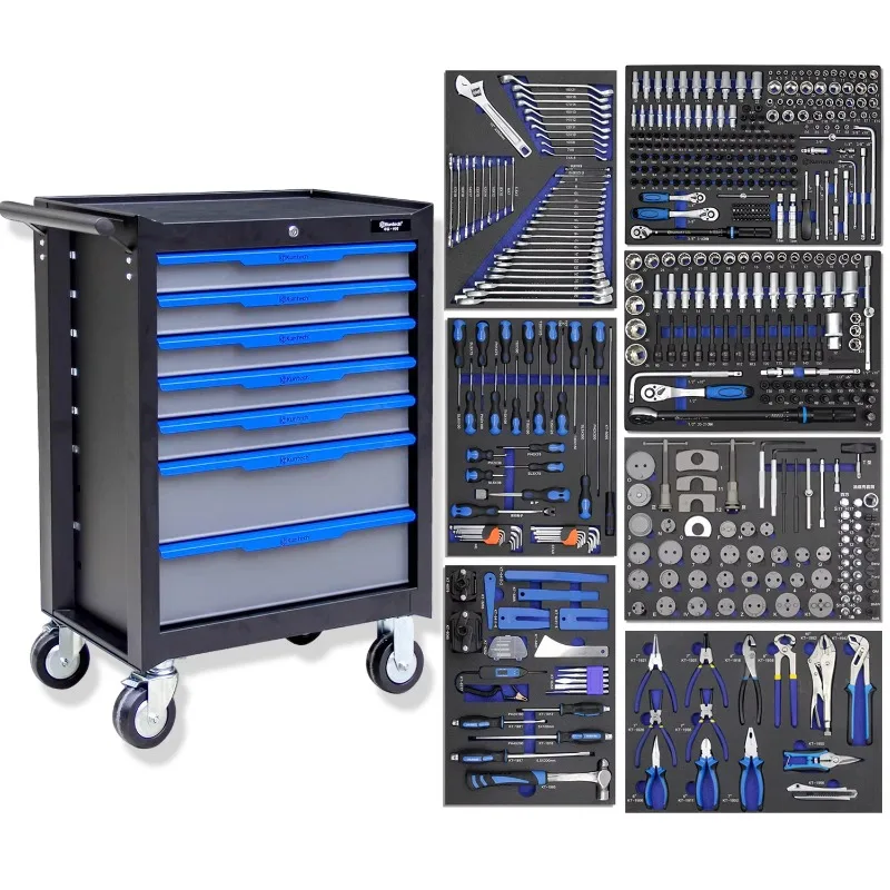 

485 PCS Auto Repair Tool Set for Small Vehicle 7-Layer Drawer-Type Tool Cart Multi-Functional Car Maintenance Workshop