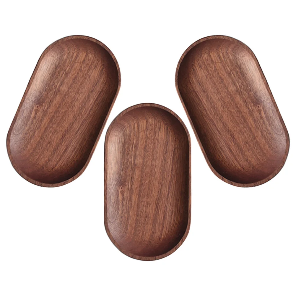 

3Pcs Wooden Tray Dried Fruit Snack Plate Simple Design for Coffee Table Home Decor Wood Serving Tray Desktop Wood Plate