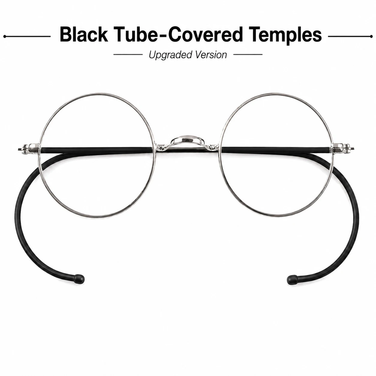 44mm Round Vintage Gold Wire Rim Eyeglasses Without Nose Pads, Optical Frame with Cable Temples for Secure Fit