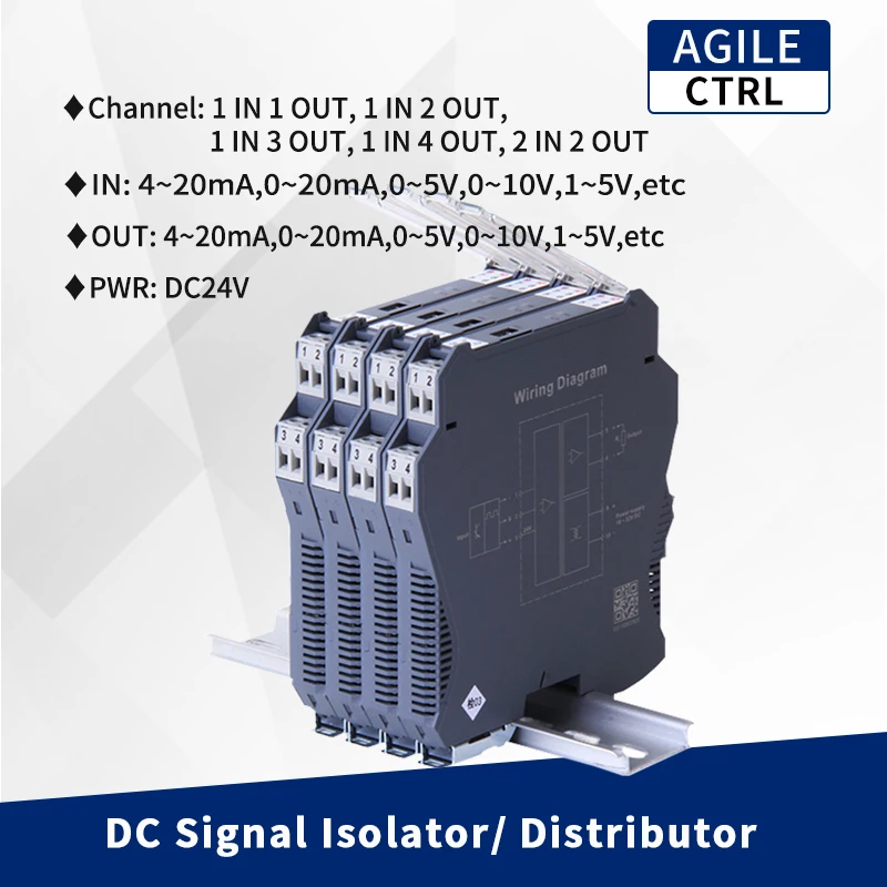 DC Signal Isolator Current and Voltage Signal Detector Isolator Distributor 4-20mA 0-20mA 0-5V 10V Current Voltage Transmitter