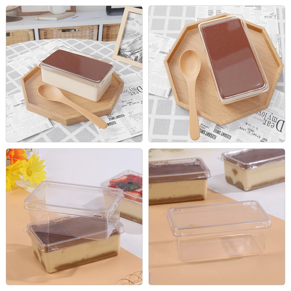 

10 Pcs Tiramisu Box Contenedores Transparentes Para Mousse Boxes Clear Container for Pastry with Lid Containers Paper Cup Food