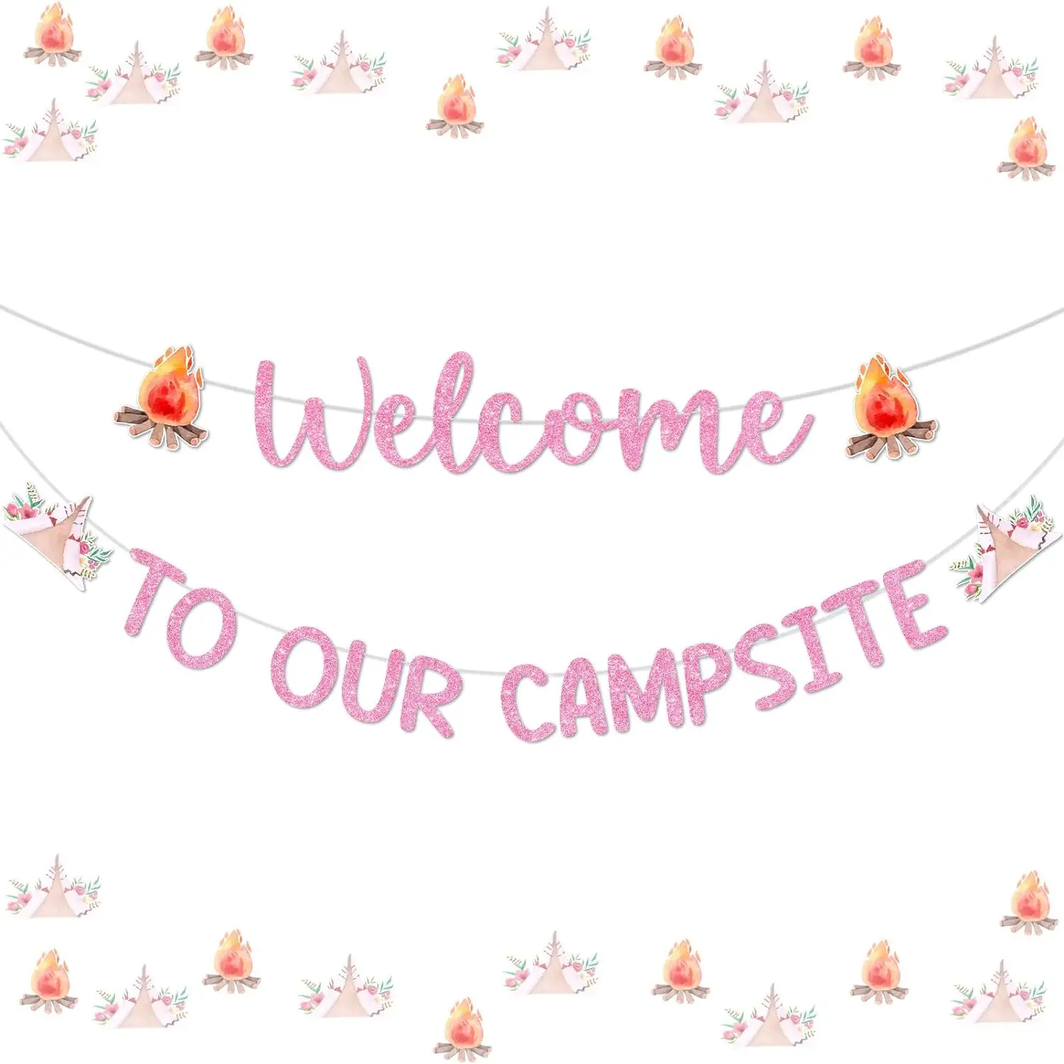 

Welcome to Our Campsite Banner Tent Adventure Camping Party Supplies for Birthday Baby Shower One Happy Camper Party