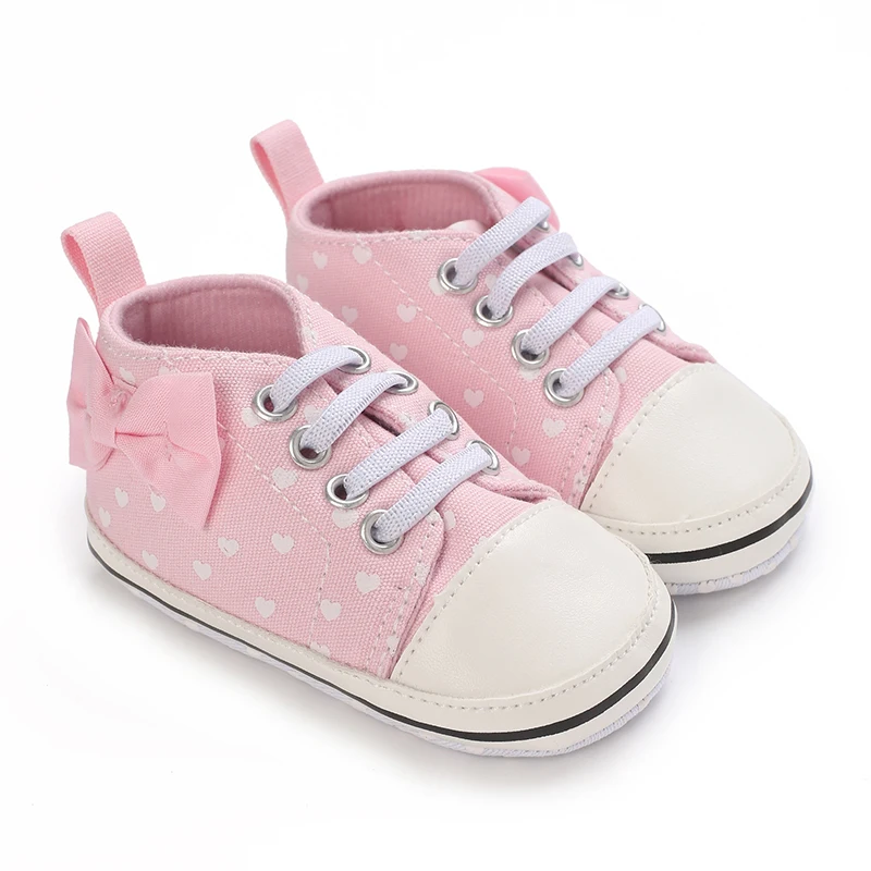 Spring Autumn Girls Baby High Top Sneakers 0-1 Year Old Soft Canvas Bottom Soft Bottom Baby Sneakers