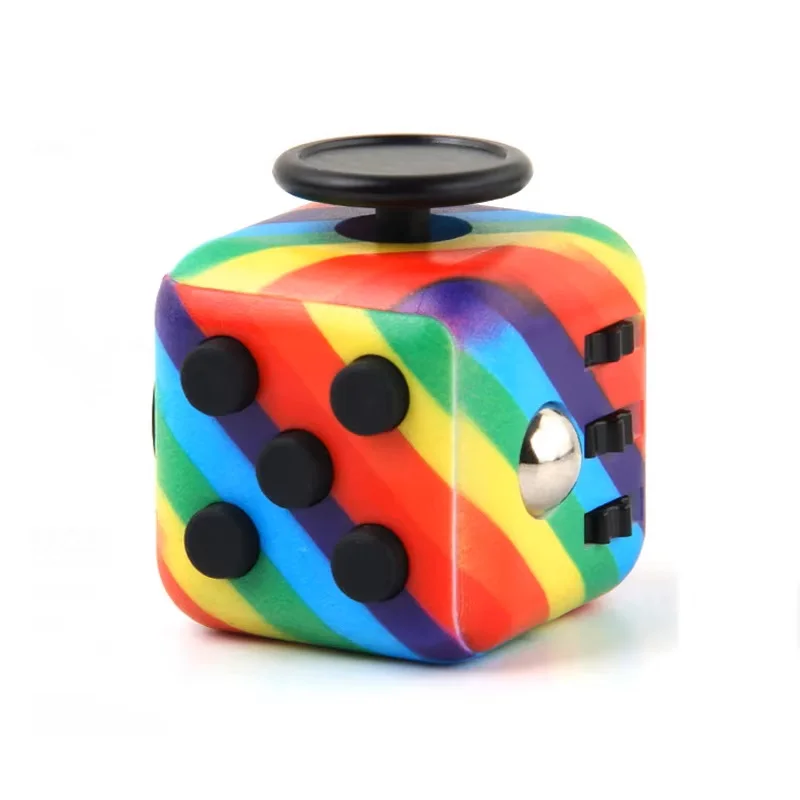 Seitlicher Würfel Regenbogen Entspannungsspielzeug, Autismus, ADHS, Zwangsstörung, Angstspielzeug, Kinder-Fingerspitzen-Tischspielzeug – Detail 6